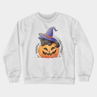 Halloween Fun - Black Cat In A Pumpkin Crewneck Sweatshirt